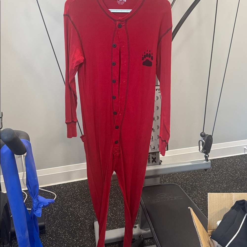 Lazy One Red Cotton Button-Up Onesie